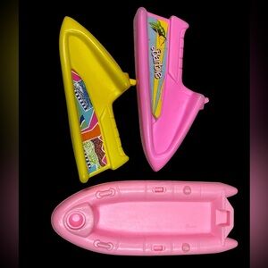 1980’s Barbie Wet ‘N Wild Jet Skis and Boat, Yellow and Pink